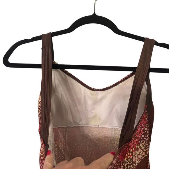Amazon Women's Bikini Top L Brown Red Floral Swimwear tankini - Picture 3 of 7